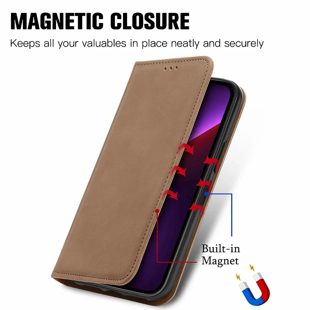 Luxury Strong Magnetic Case For iPhone Flip Wallet Phone Cover