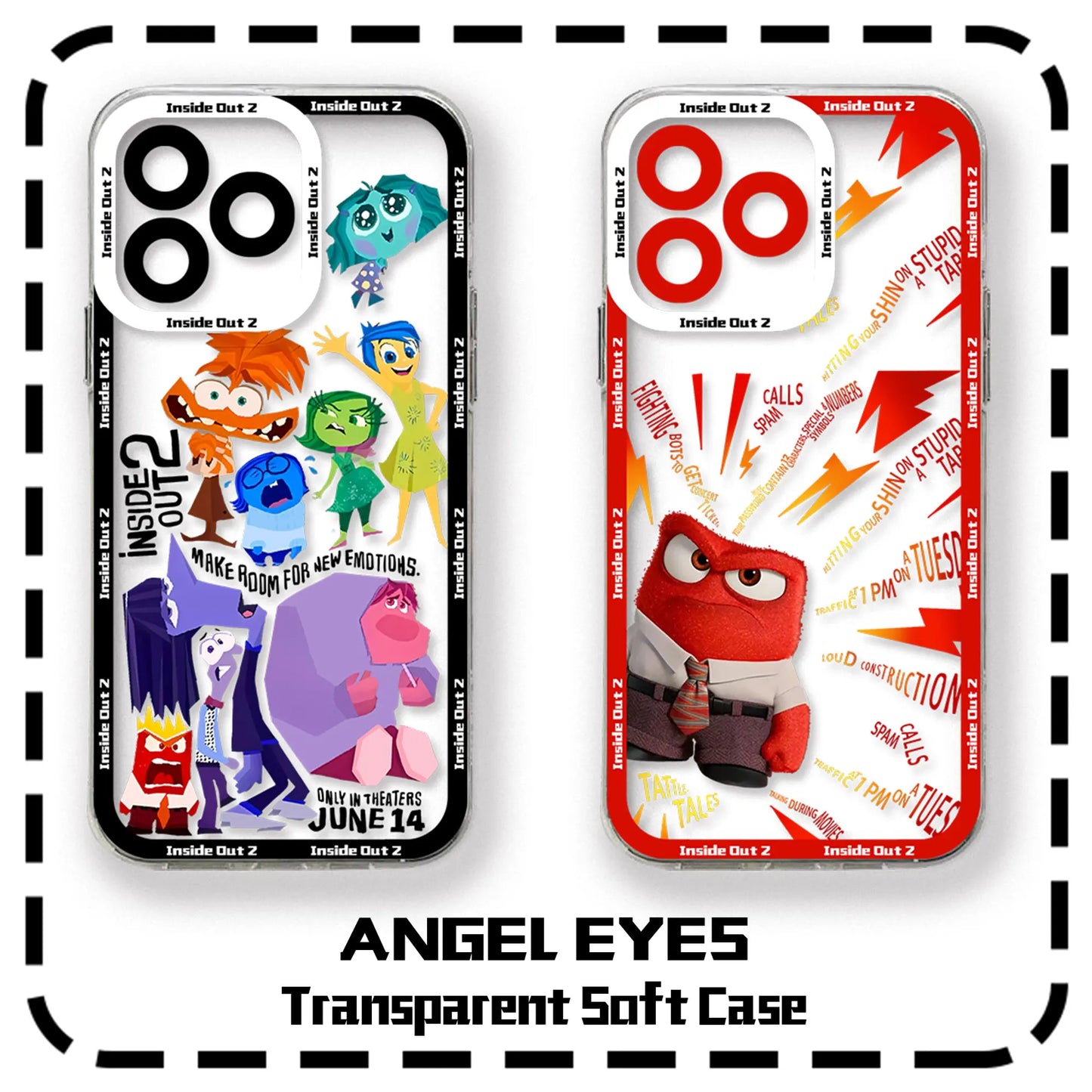 Inside Out 2 Disney Cute Phone Case Transparent Cover