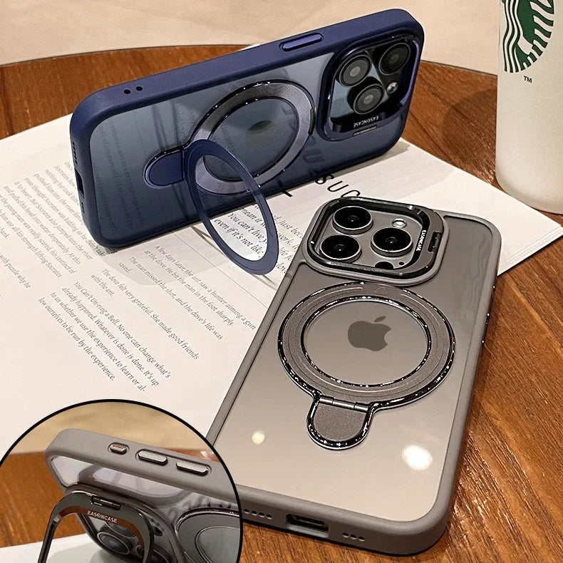 For iPhone Double Bracket Magsafe Case for iPhone Magnet Stand Holder
