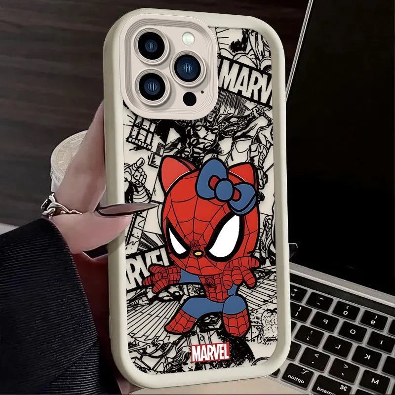 Spider Man Cute Hello Kitty Silicone Phone Case For iPhone