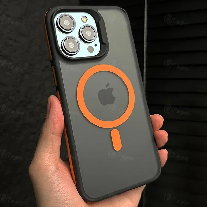 New Bicolor Matte Frosted Magnetic Phone Case For iPhone Translucent Shockproof Bumper Hard Cover
