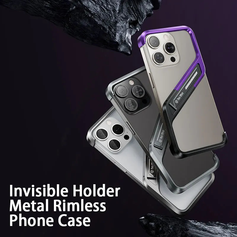 Metal Invisible Holder Phone Case S Type Aluminum Rimless Phone Cover Heat Dissipation Kickstand Shell