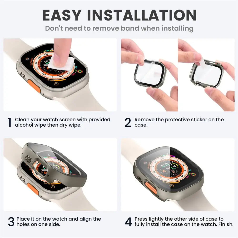 Waterproof Case For Apple Watch Ultra 2 Screen Protector Case Straight Edge Cover Series 9 8 SE 7