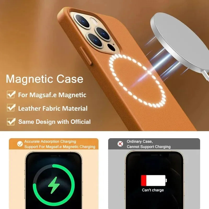 Official MagSafe Leather Case For iPhone Magnetic Cover