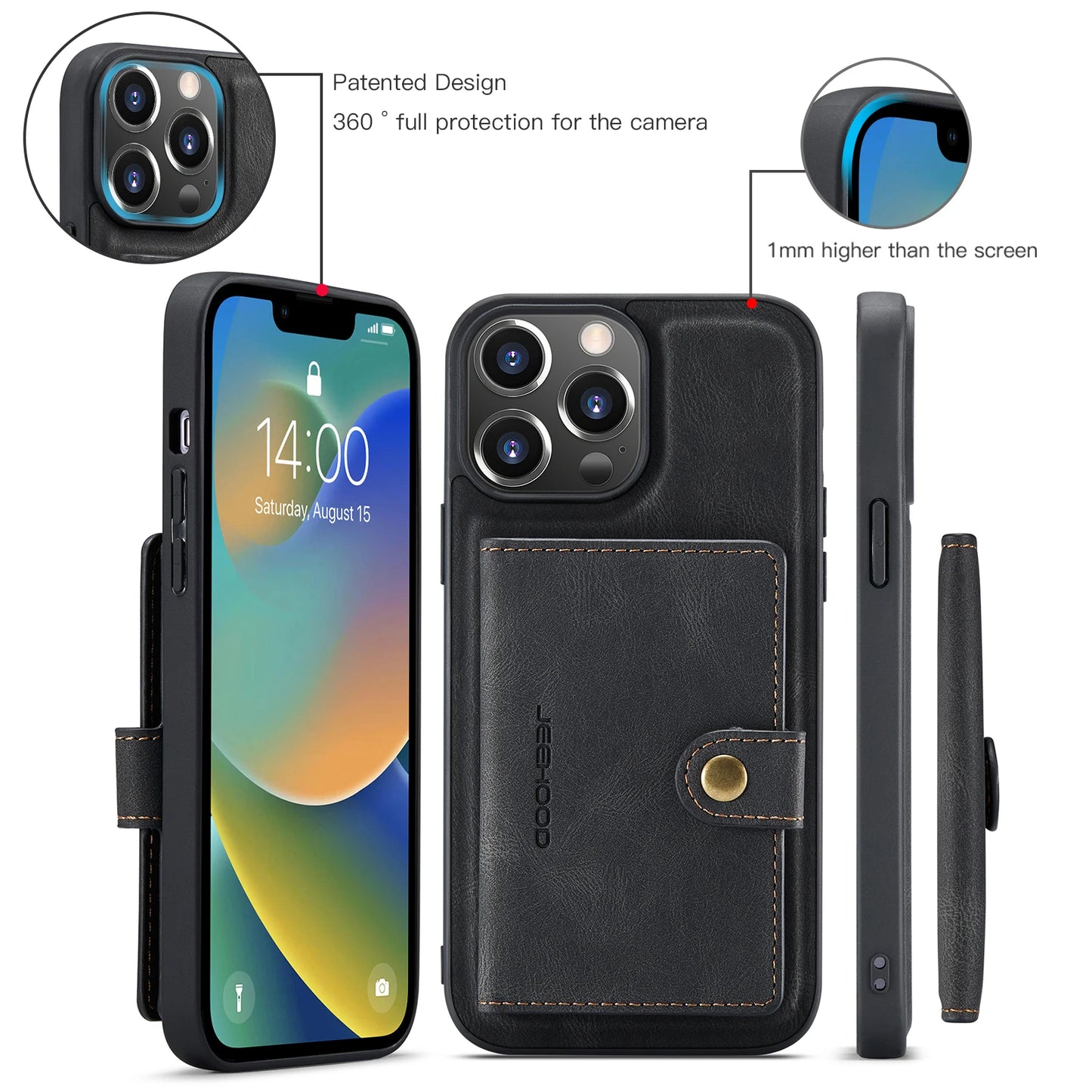 2 In1 Detachable Magnetic Leather Wallet Case For iPhone