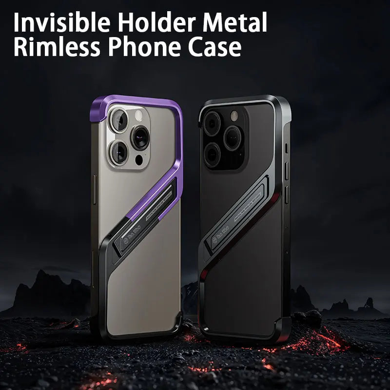 Metal Invisible Holder Phone Case S Type Aluminum Rimless Phone Cover Heat Dissipation Kickstand Shell