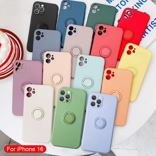 Shockproof Case With Ring Holder For iPhone Silicone TPU Soft Back Cover