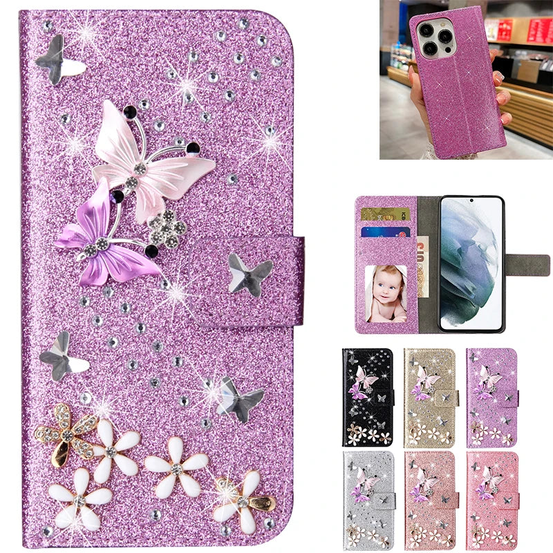 Glitter Leather Case For iPhone Flip Phone Wallet Luxury Case