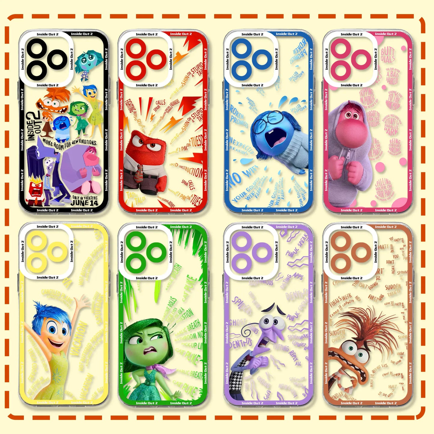 Inside Out 2 Disney Cute Phone Case Transparent Cover