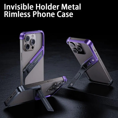 Metal Invisible Holder Phone Case S Type Aluminum Rimless Phone Cover Heat Dissipation Kickstand Shell