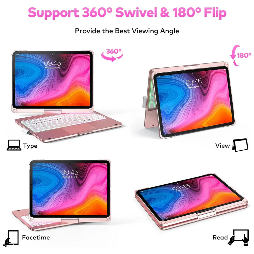 Magic Touchpad Swivel Keyboard Case For iPad 10.2 7th 8th 9th 10.5 Air 3 4 5 10th 10.9 Pro11 Pro12.9 360 Rotation Keyboard Cover