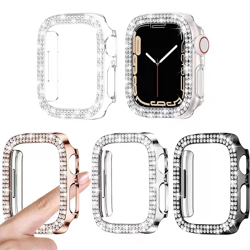 Diamond Case For Apple Watch Cover 9 8 7 41mm 45mm 42mm 44mm 40mmWomen Bling Bumper Protector Shell Apple Watch Series 8 3 4 5 6 SE