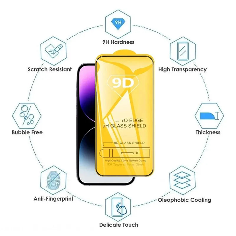 9D Screen Protector Tempered Glass For iPhone