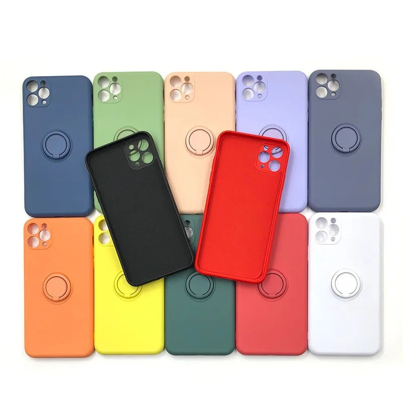 Shockproof Case With Ring Holder For iPhone Silicone TPU Soft Back Cover