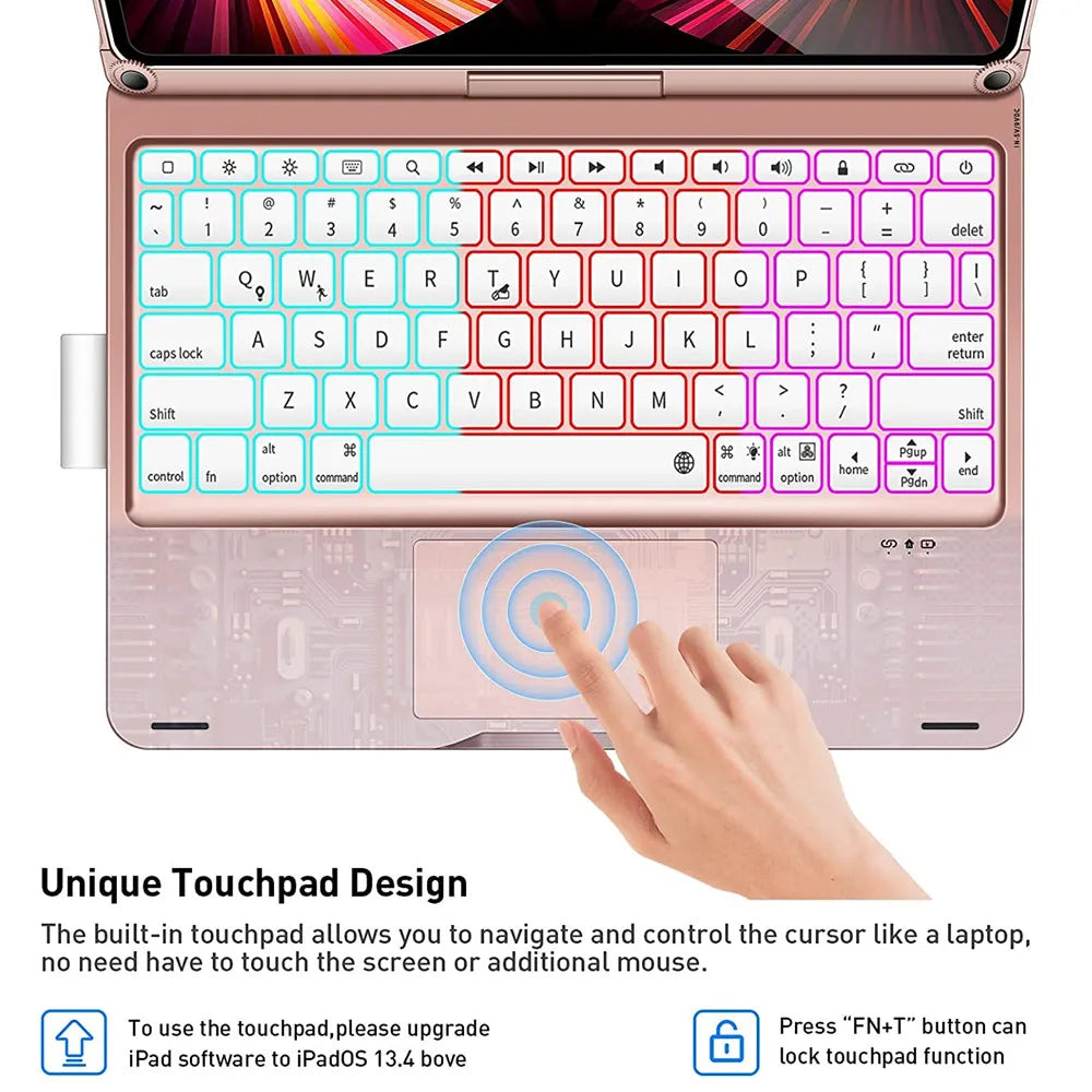 Magic Touchpad Swivel Keyboard Case For iPad 10.2 7th 8th 9th 10.5 Air 3 4 5 10th 10.9 Pro11 Pro12.9 360 Rotation Keyboard Cover