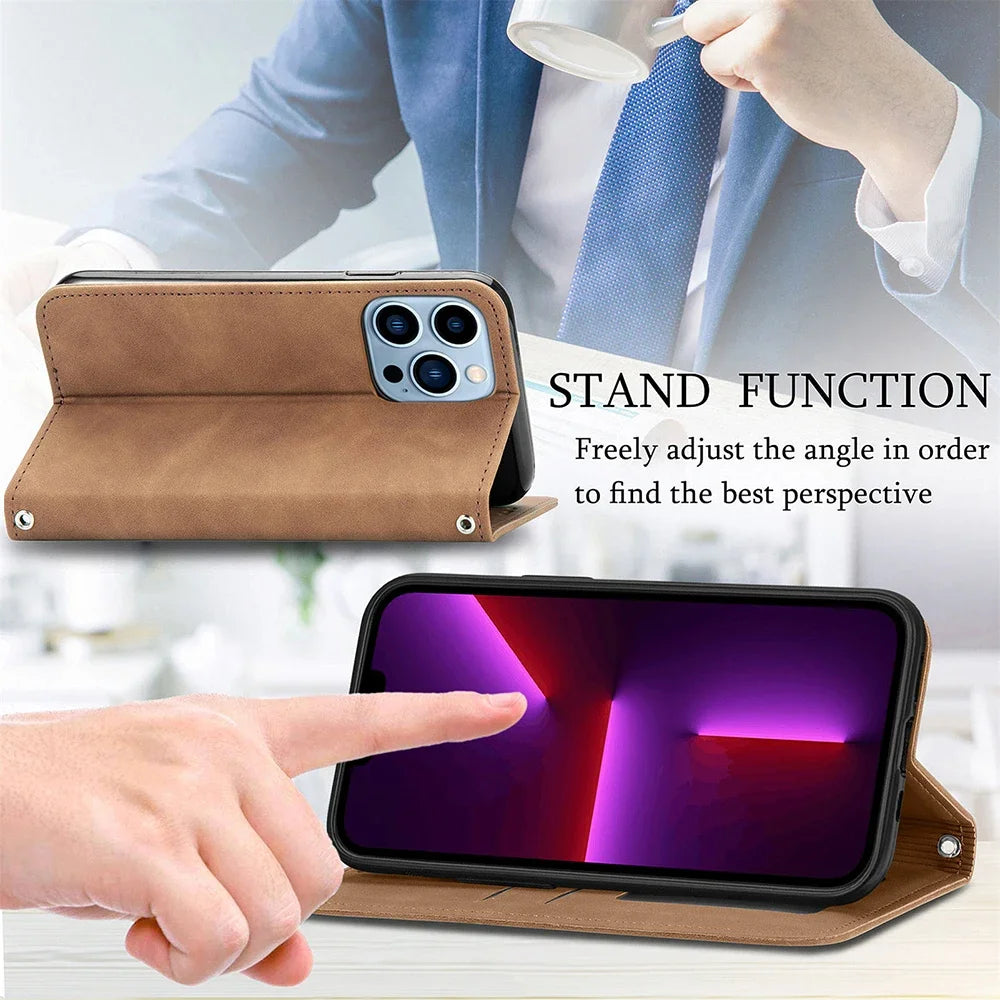 Luxury Strong Magnetic Case For iPhone Flip Wallet Phone Cover