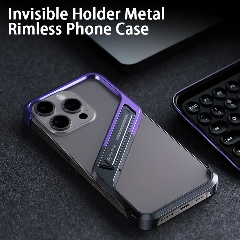 Metal Invisible Holder Phone Case S Type Aluminum Rimless Phone Cover Heat Dissipation Kickstand Shell