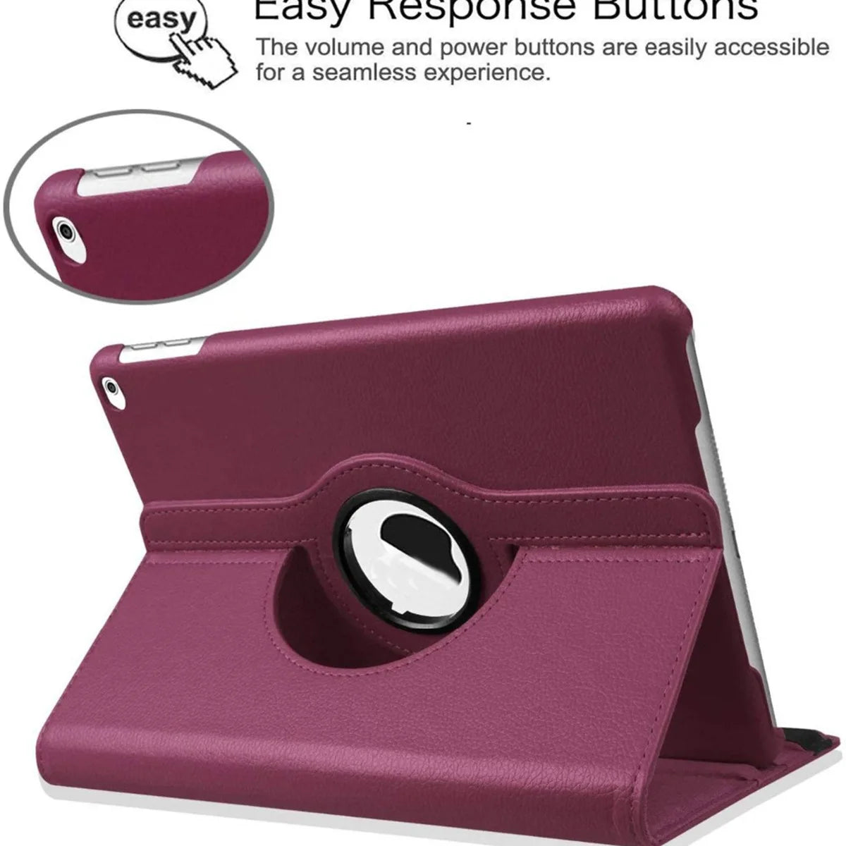 360 Rotation Leather Stand Tablet Cover For iPad