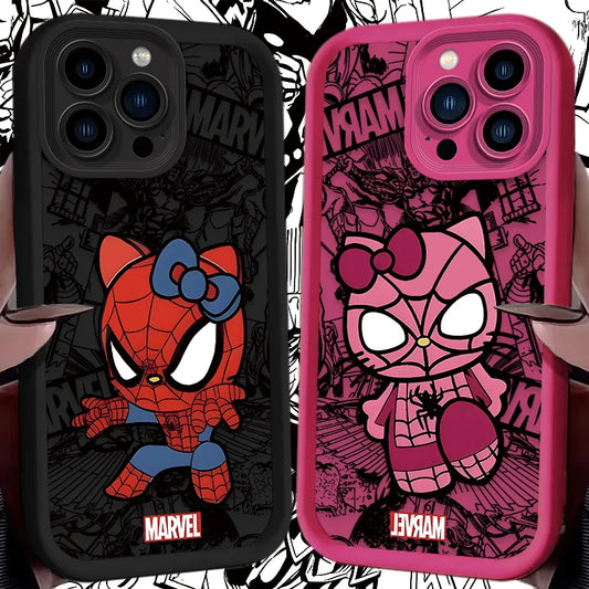 Spider Man Cute Hello Kitty Silicone Phone Case For iPhone