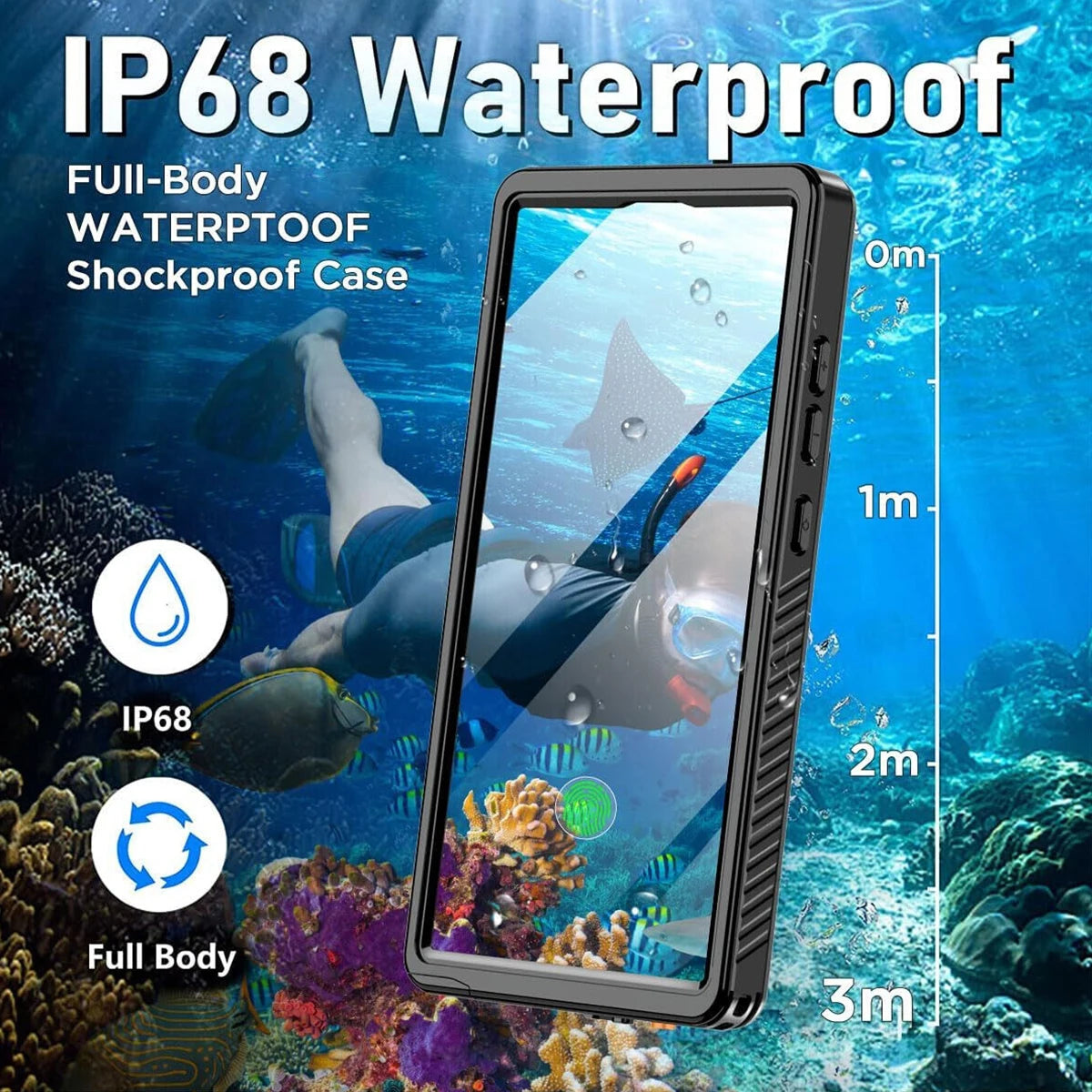 IP68 Waterproof Case For Samsung Metal Aluminum Swimming Phone Luxury Cover