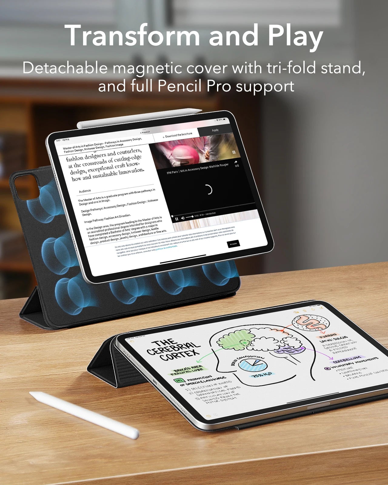 Magnetic Smart Trifold Stand Case For iPad