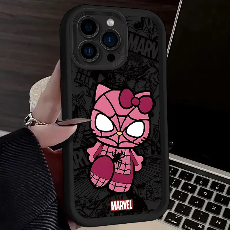 Spider Man Cute Hello Kitty Silicone Phone Case For iPhone