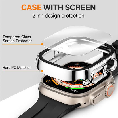 Waterproof Case For Apple Watch Ultra 2 Screen Protector Case Straight Edge Cover Series 9 8 SE 7